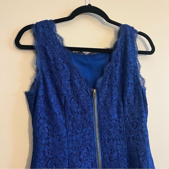 Adrianna Papell Women's 10 Elegant Blue Lace Dress Wedding Guest Romantic Sexy - Picture 5 of 13